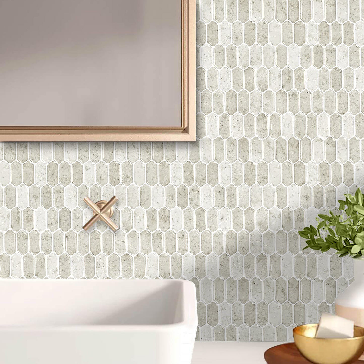 Hexagonal Stick on Tile (Beige/Sand)