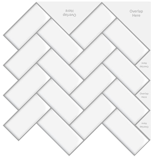 Herringbone Stick on Tile (White) - Sticky Tiles™ Australia