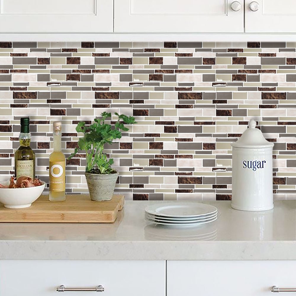 Mosaic Stick on Tile (Brown Marble/Beige) - Sticky Tiles™ Australia