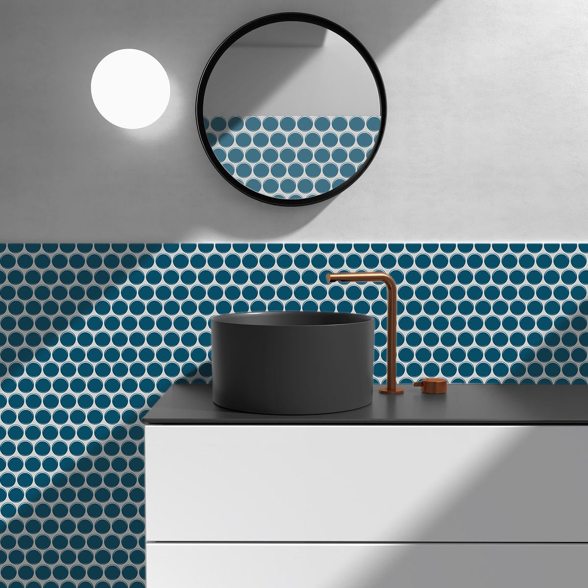 Penny Round Stick on Tile (Blue) - Sticky Tiles™ Australia