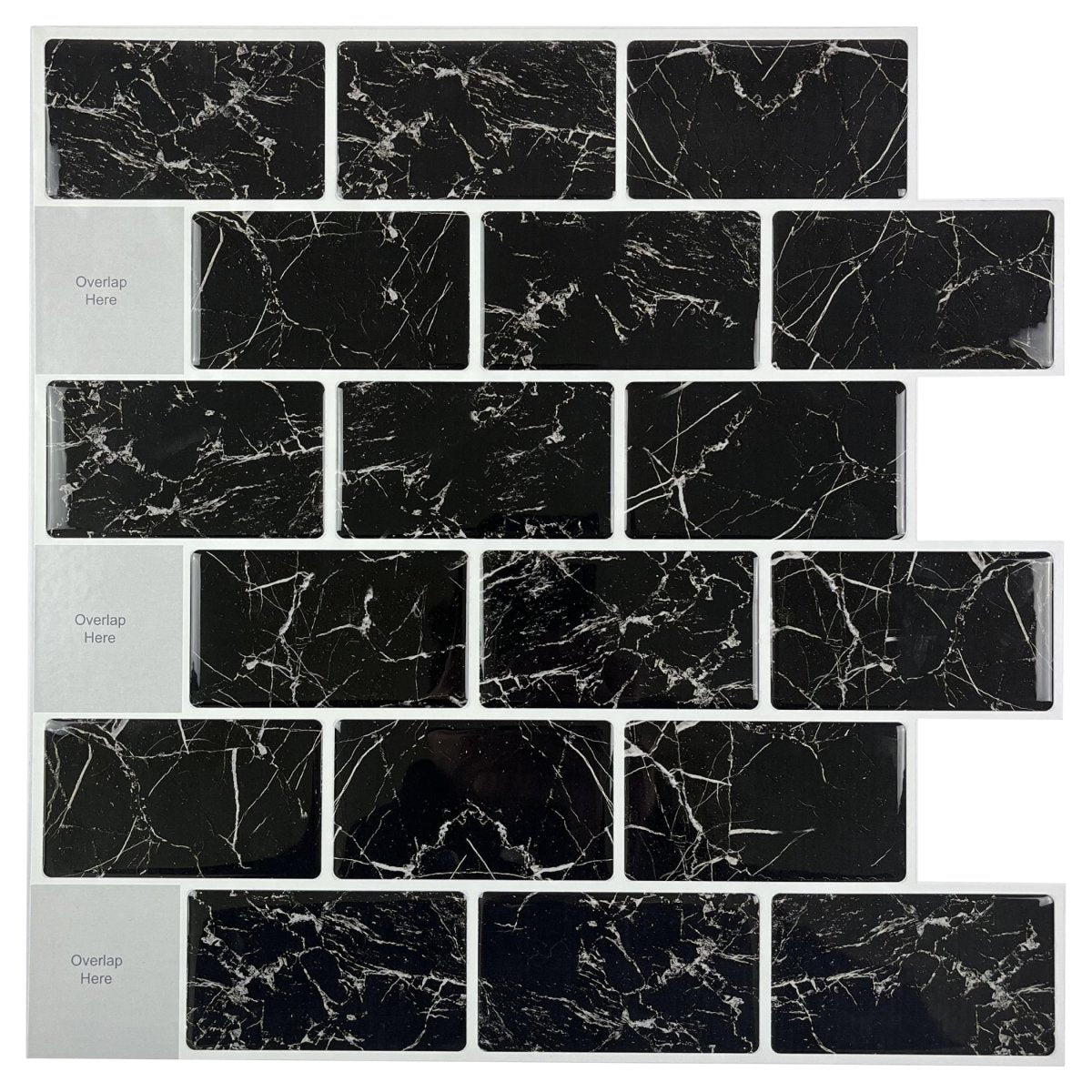 Subway Stick on Tile (Black Marble) - Sticky Tiles™ Australia
