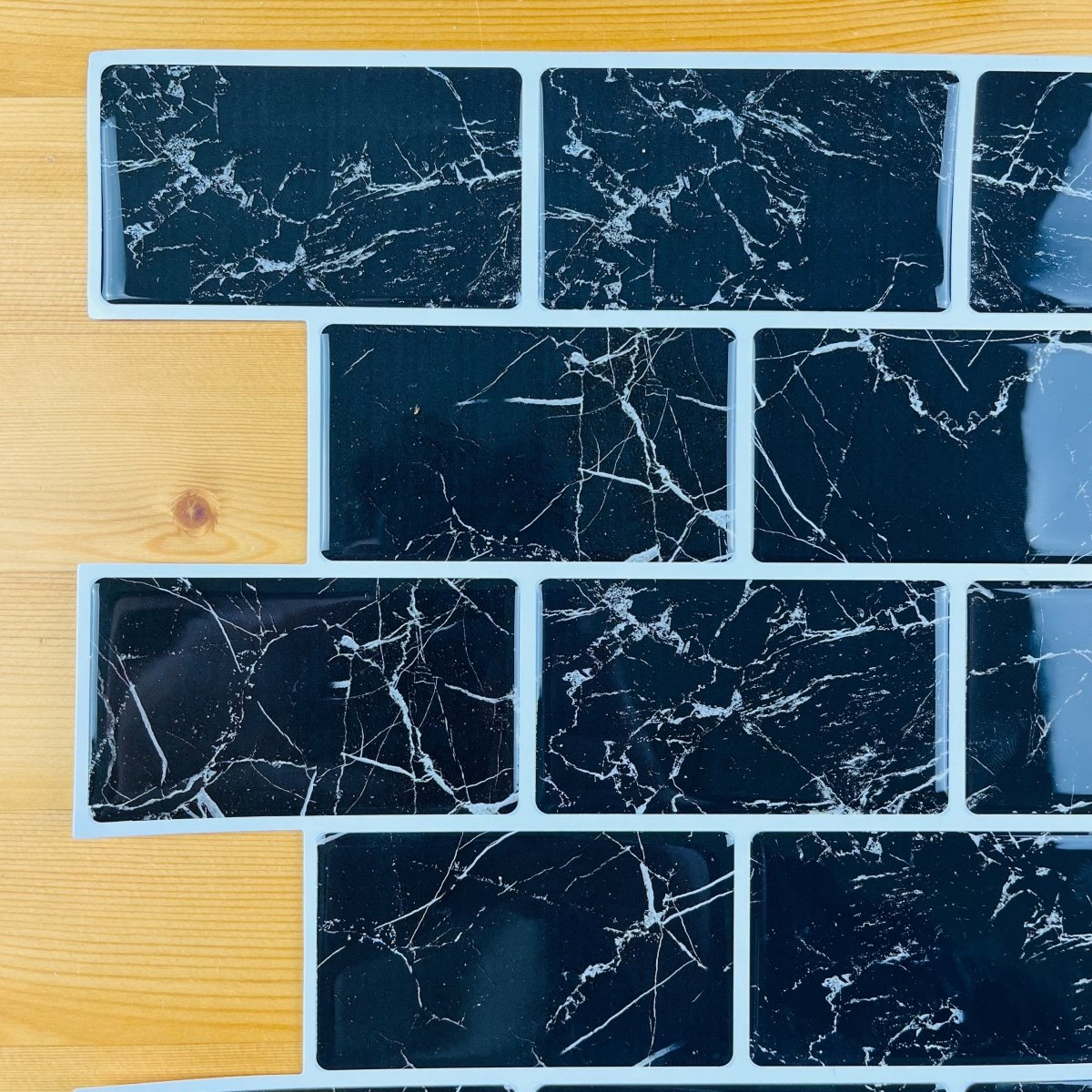 Subway Stick on Tile (Black Marble) - Sticky Tiles™ Australia