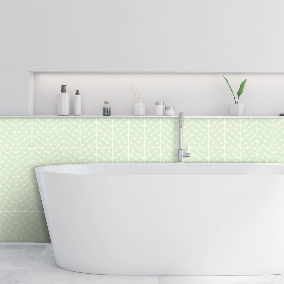 Chevron Stick on Tile (Mint Green) - Sticky Tiles™ Australia