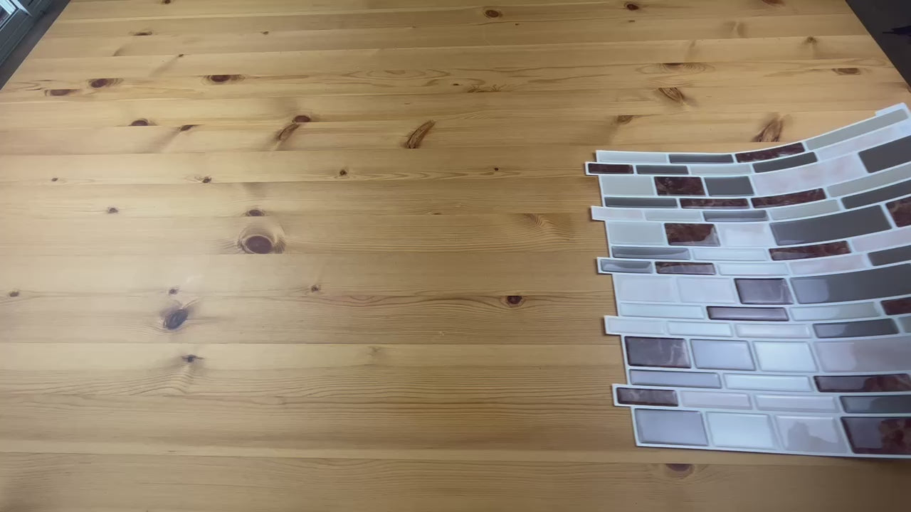 Mosaic Stick on Tile (Brown Marble/Beige) Sticky Tiles™ Australia