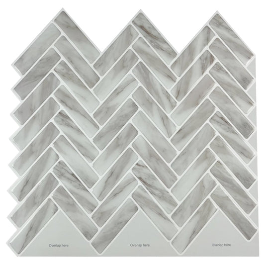 Herringbone Stick on Tile (Grey Marble) - Sticky Tiles™ Australia
