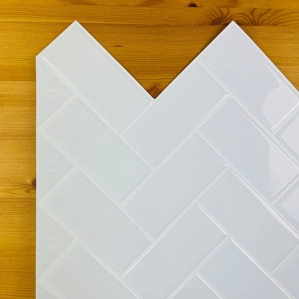 Herringbone Stick on Tile (Pure White) – Sticky Tiles™ Australia