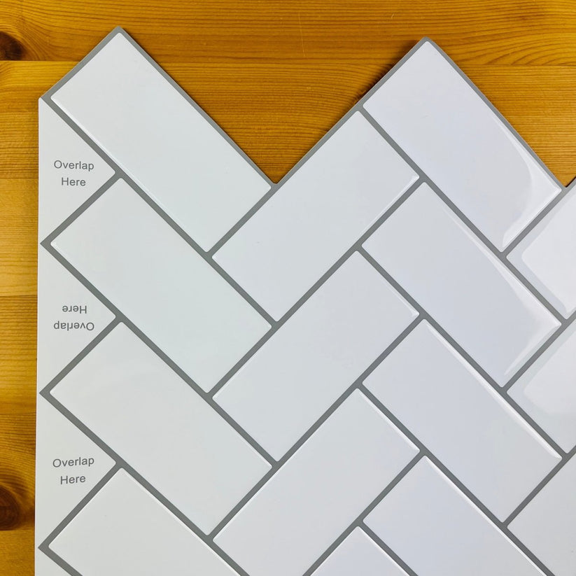 Herringbone Stick on Tile (White) – Sticky Tiles™ Australia