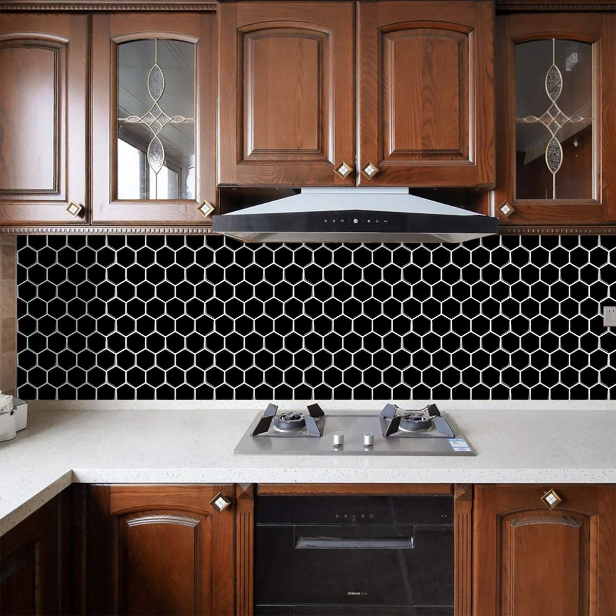 Honeycomb Stick on Tile (Black) - Sticky Tiles™ Australia