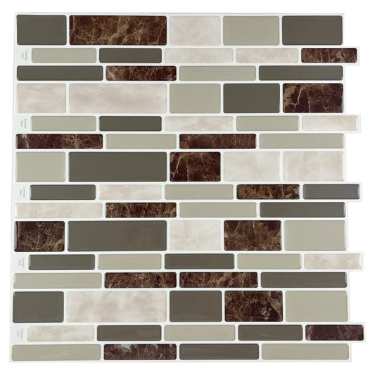 Mosaic Stick on Tile (Brown Marble/Beige) - Sticky Tiles™ Australia